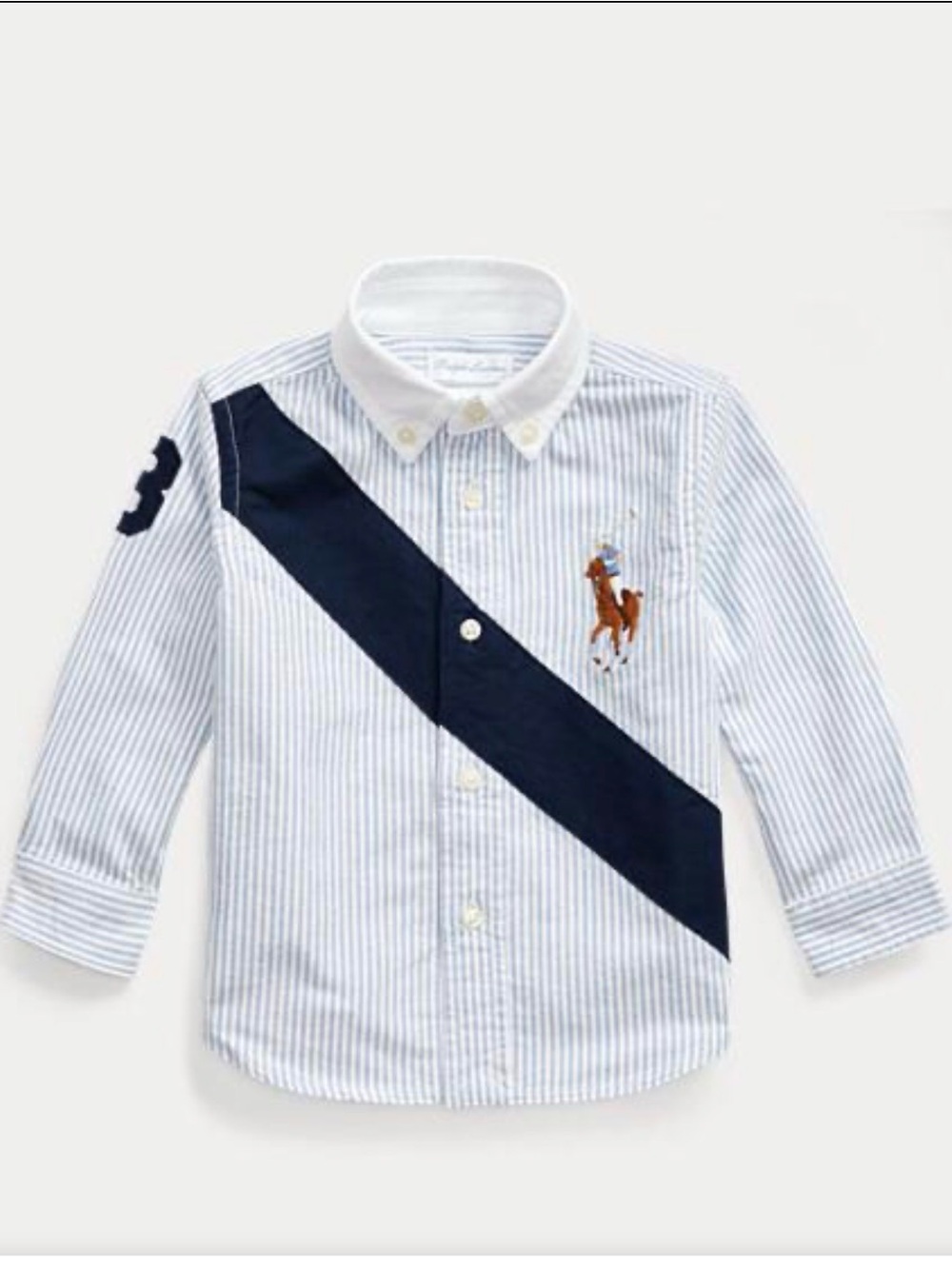 Ralph Lauren Light Blue & Navy Striped Button-Down Shirt